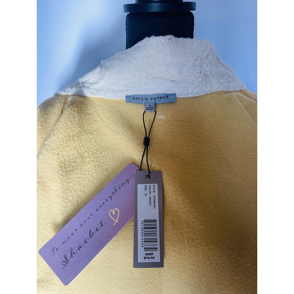 New WT ALEX & PARKER Button Up Fleece Neckline M Wheat Color, Soft Polyester - Picture 6 of 6